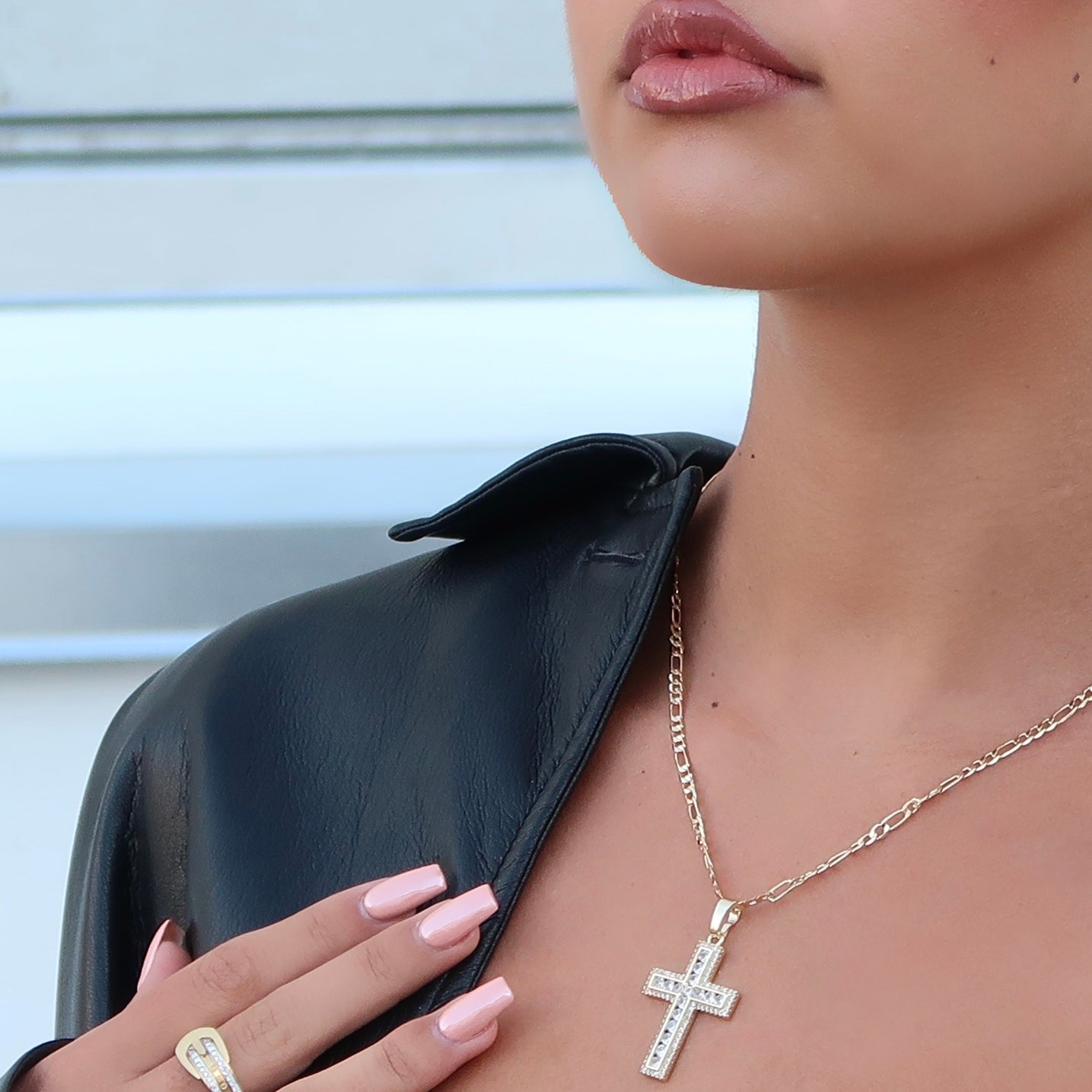 cz lined cross charm