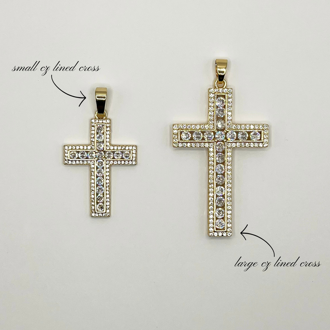 cz lined cross charm