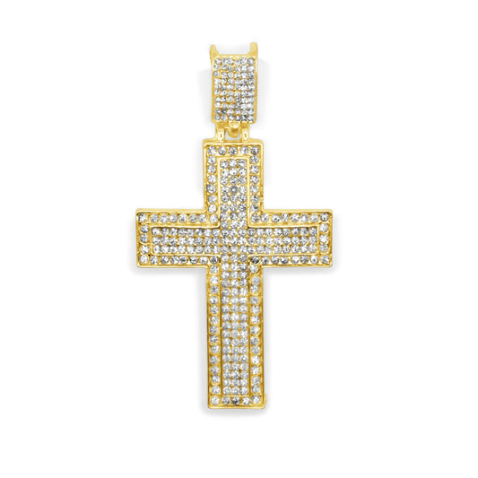 large icy cross charm