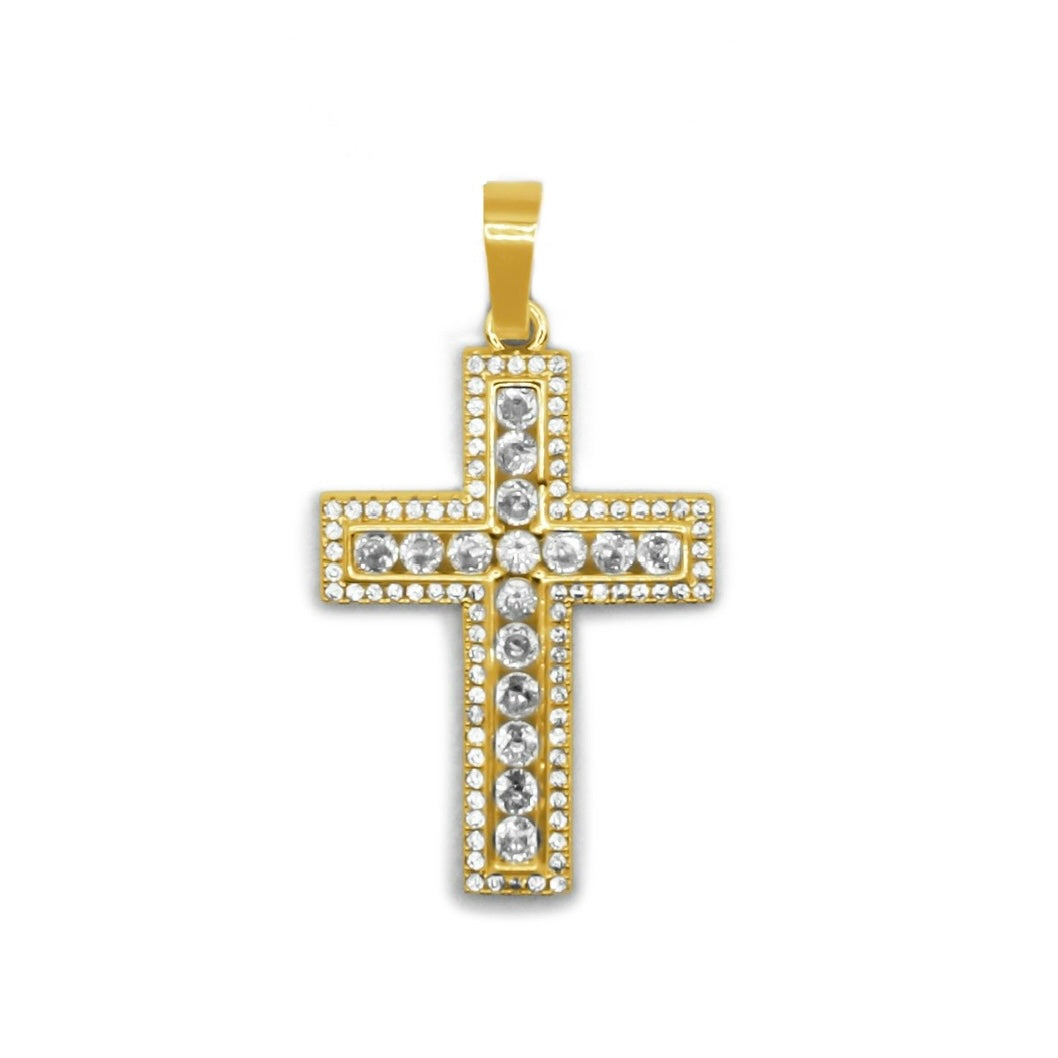 cz lined cross charm