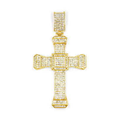 large icy round cross charm