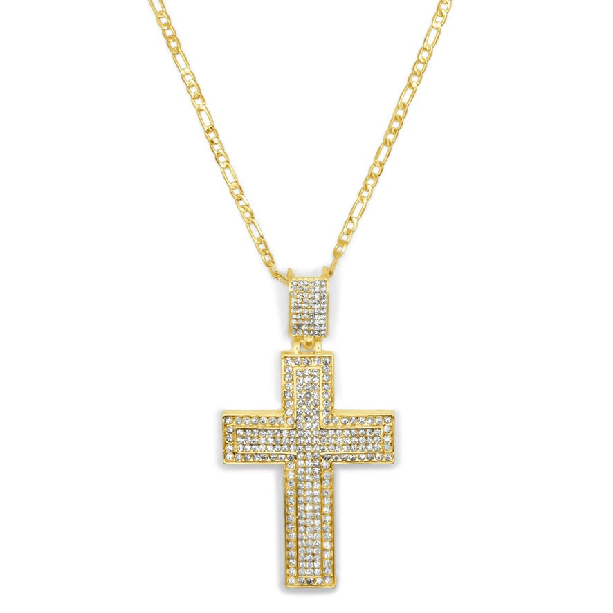 large icy cross X figaro chain