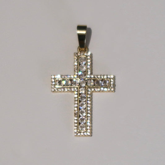 CZ LINED CROSS CHARM