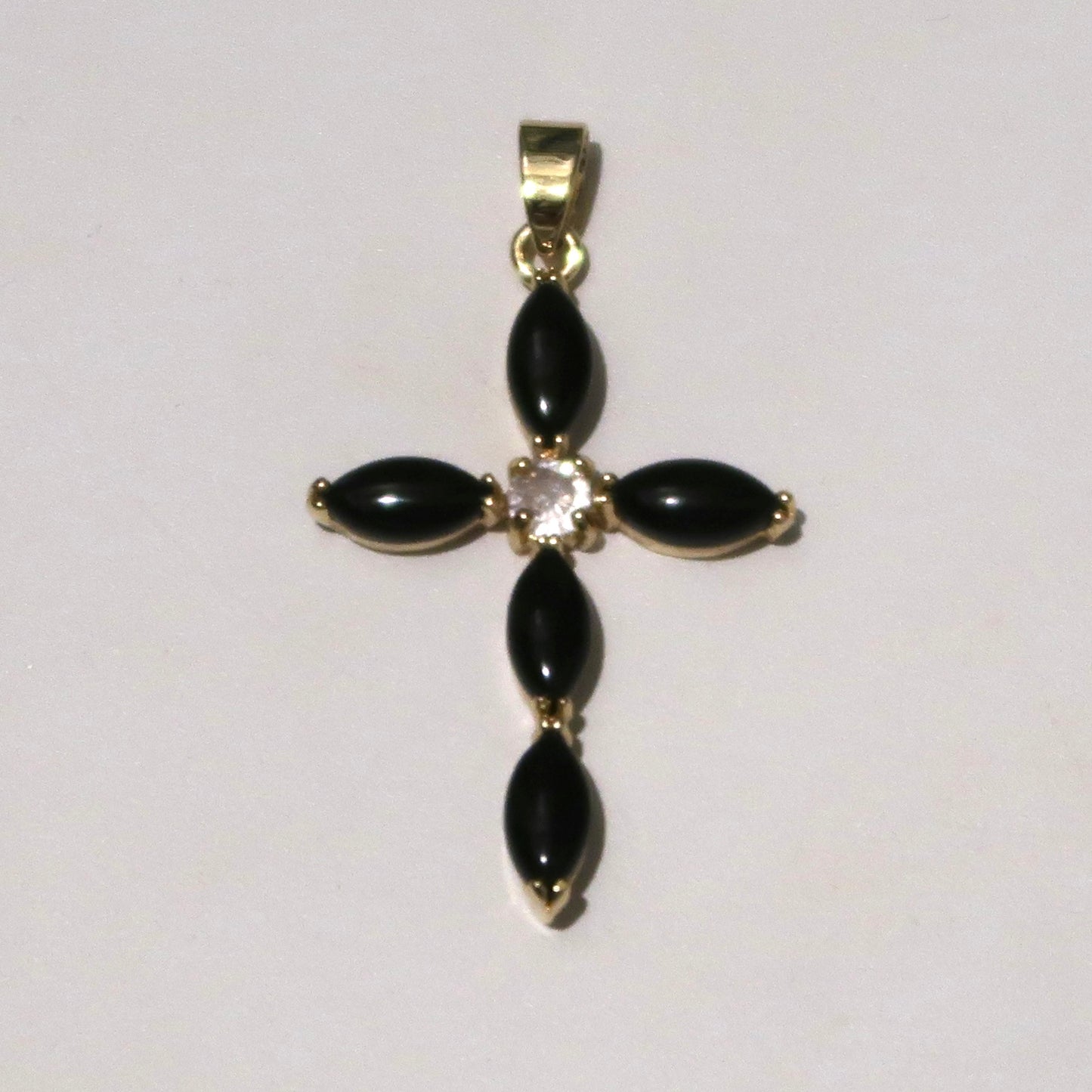 BLACK CZ CROSS CHARM